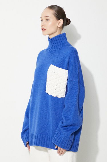 Pleteni pulover JW Anderson JW Anderson Textured Patch Pocket Turtleneck Sweater Modra | KW1150.YN0144.823, 3
