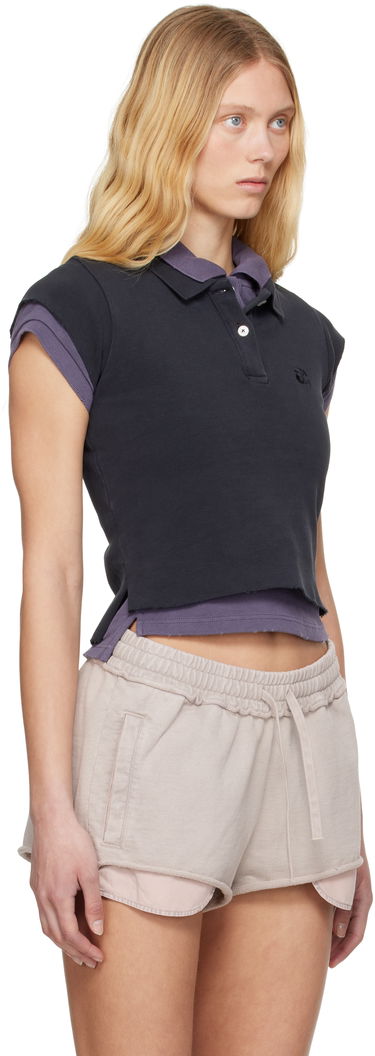 Polo majica Alexander Wang alexanderwang.t Layered Shrunken Polo Črna | 4CC2251552, 1