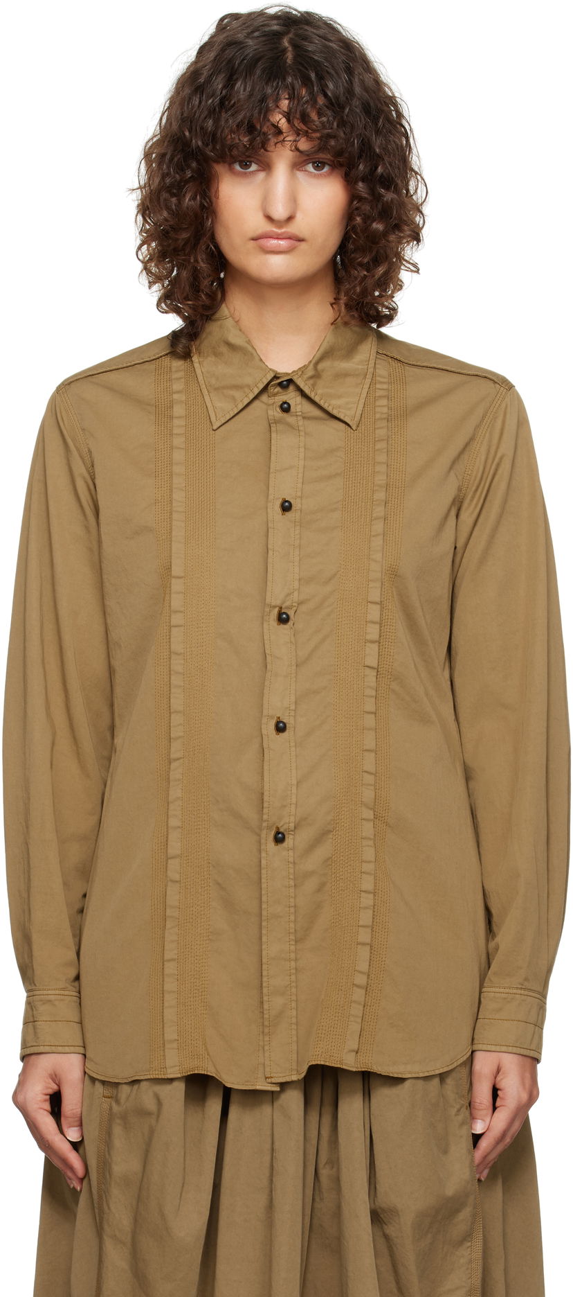 Srajce LEMAIRE Lemaire Multi-Topstitch Fitted Shirt Rjava | SH1109 LF1206
