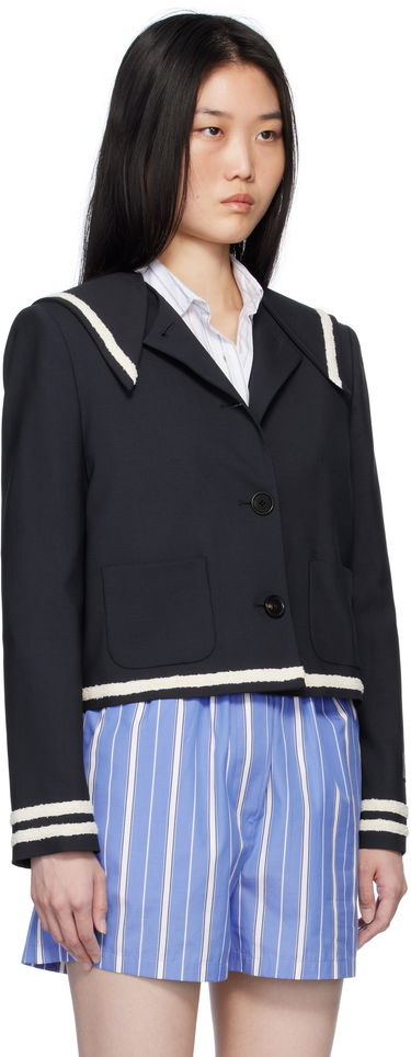 Jakna MSGM MSGM Sailor Collar Cropped Jacket Mornarica | 3841MDG02 257127, 1