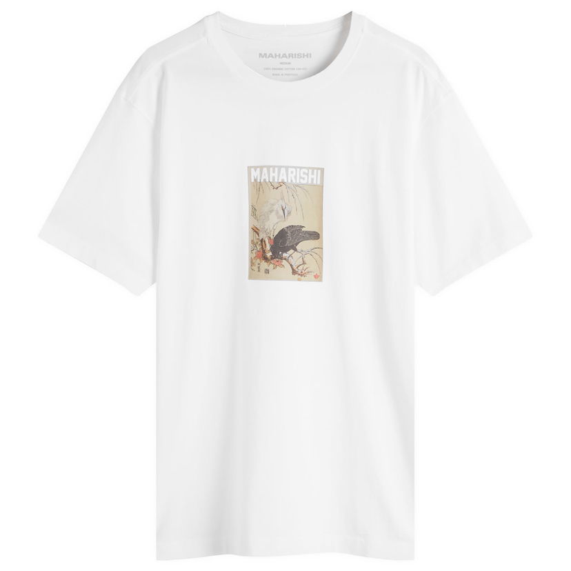 Majica Maharishi Maharishi Crow Heron Graphic T-Shirt, Size Large Bela | 1493-WHT