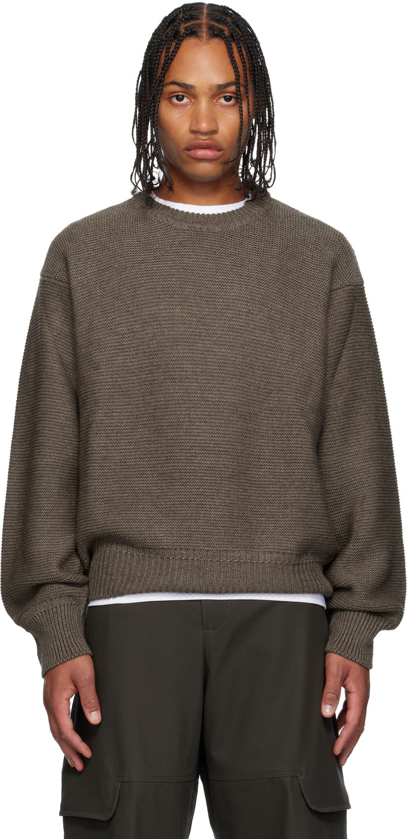 Pleteni pulover sage NATION Sage Nation Mackenzie Knit Wool Sweater Rjava | S064 MACKENZIE KNIT WOOL MUSHR