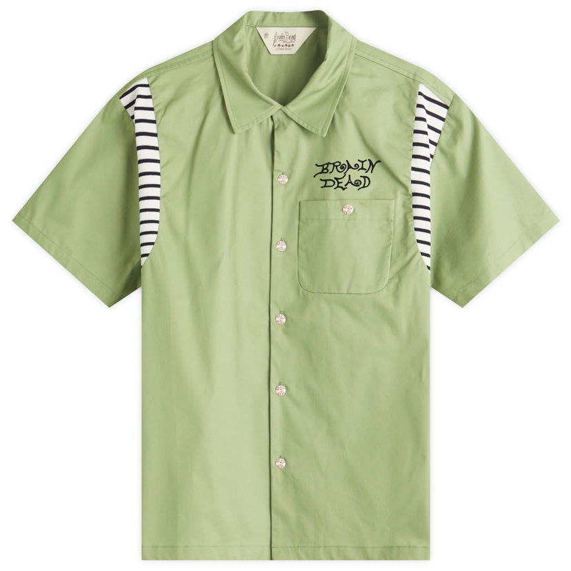 Srajce Brain Dead Brain Dead Cobra Flocked Bowling Shirt, Size Large Zelena | BDS25T040042-SPT