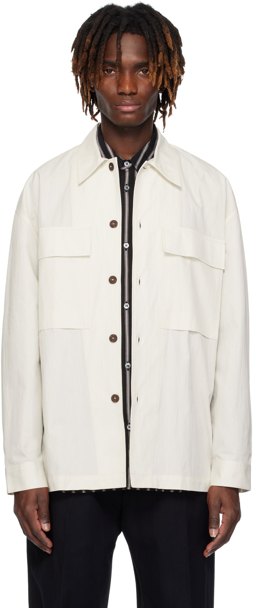 Srajce Studio Nicholson Studio Nicholson Landi Overshirt Bela | LANDI SNM - 1280