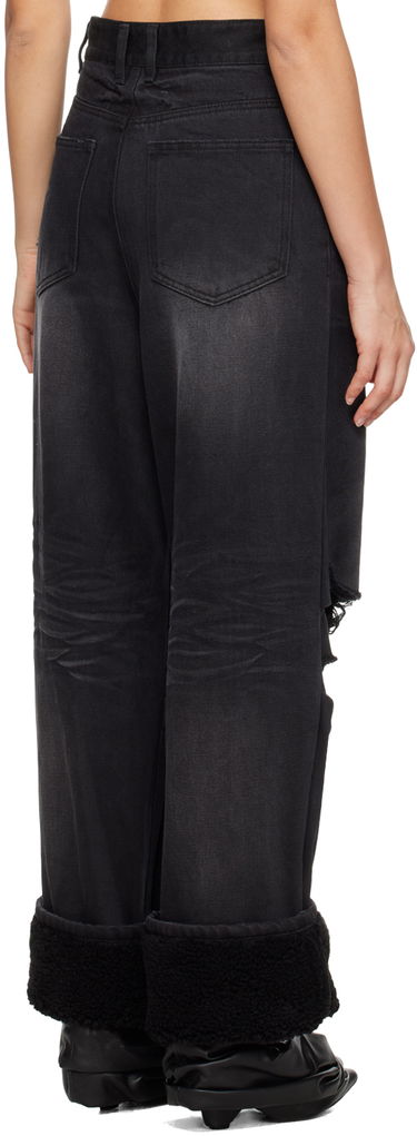 Kavbojke We11done We11done Shearling Cuff Jeans Črna | WD-DP3-23-316-W-BK, 2