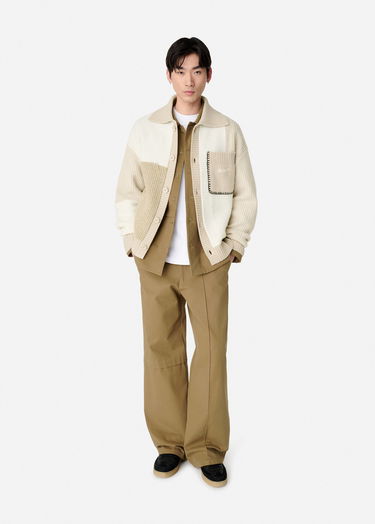 Pleteni pulover AXEL ARIGATO Beige Patchwork Knitted Cardigan Bela | A3066002, 4