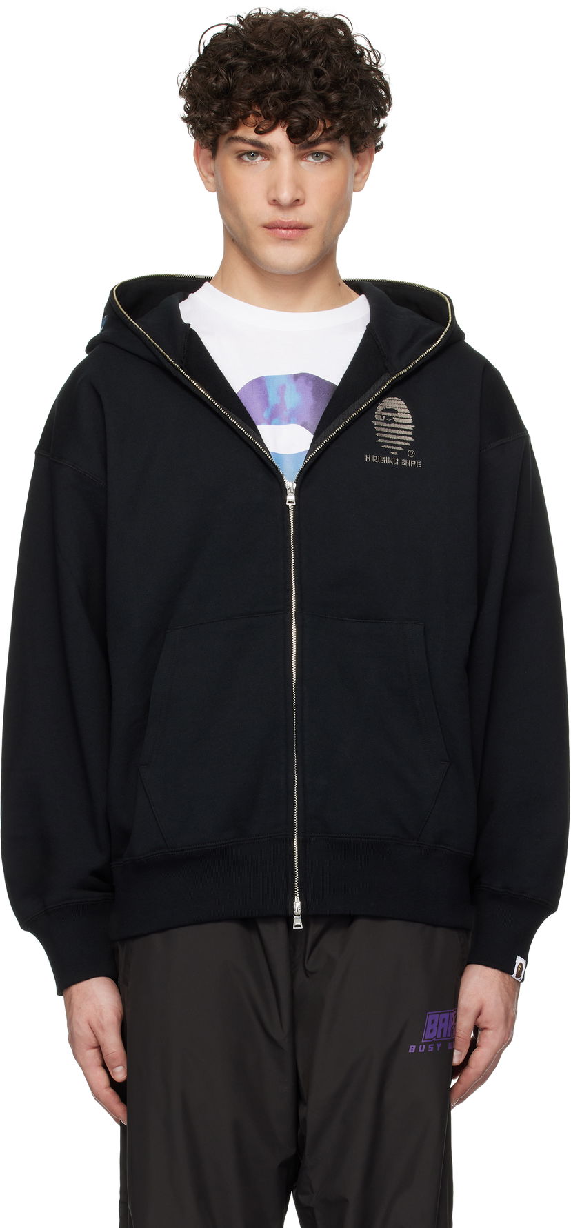 Pulover BAPE Relaxed Fit Full Zip Hoodie Črna | 001ZPK701002L