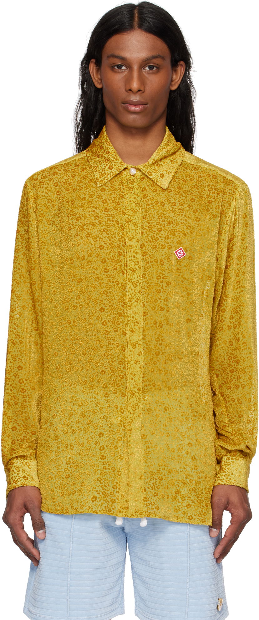 Srajce Casablanca Casablanca Floral Devoré Silk Shirt Rumena | MS25-SH-174-01