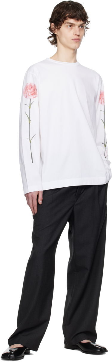 Majica Simone Rocha Simone Rocha Carnation Print Long Sleeve T-Shirt Bela | 5194P32P32A-M 0569, 3