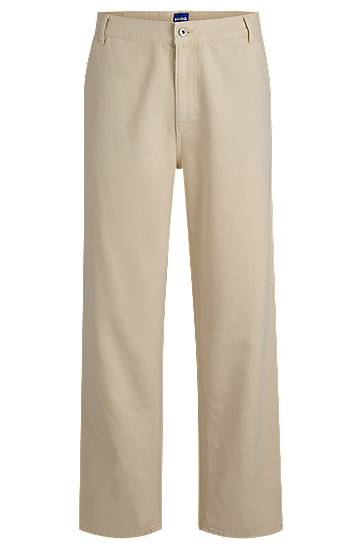 Hlače BOSS Baggy-Fit Canvas Trousers Bež | 50531023