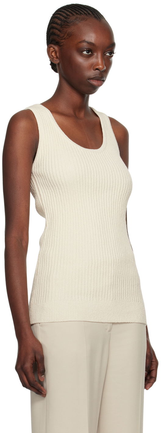 Majica brez rokavov TOTEME Textured Tank Top Bela | 242-WRT1670-YA0042, 1