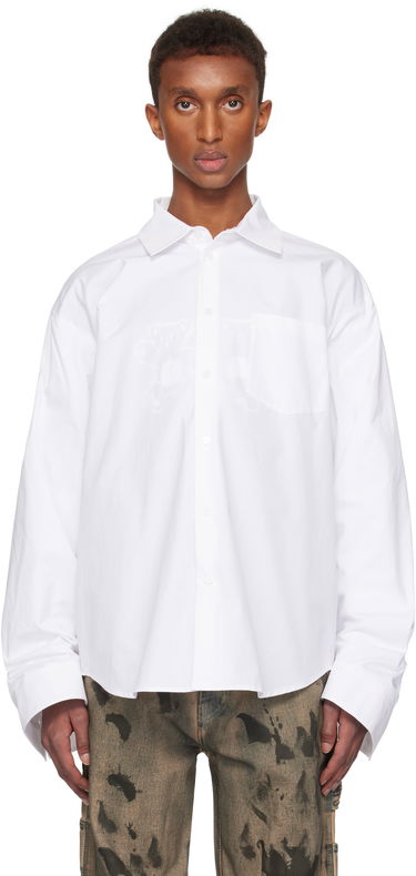 Srajce We11done We11done Twisted Sleeve Button-Up Shirt Bela | WD-SH3-24-110-U-WH, 0