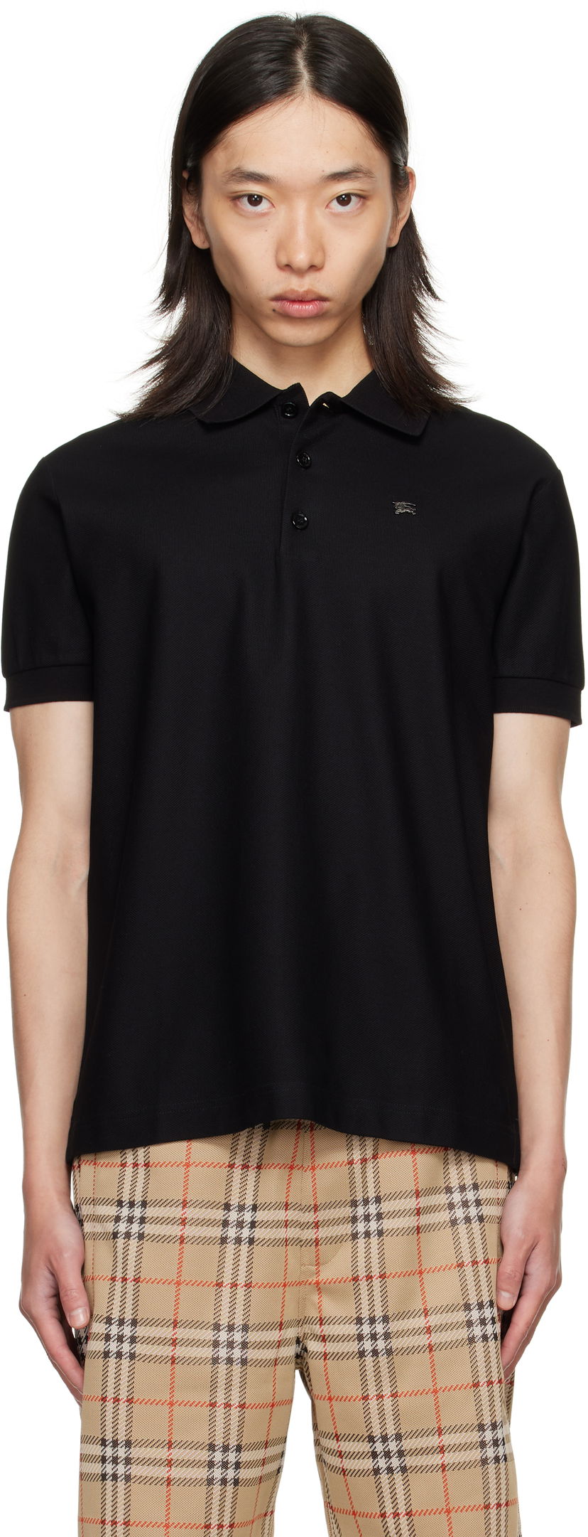Polo majica Burberry Burberry EKD Cotton Polo Črna | 8116183