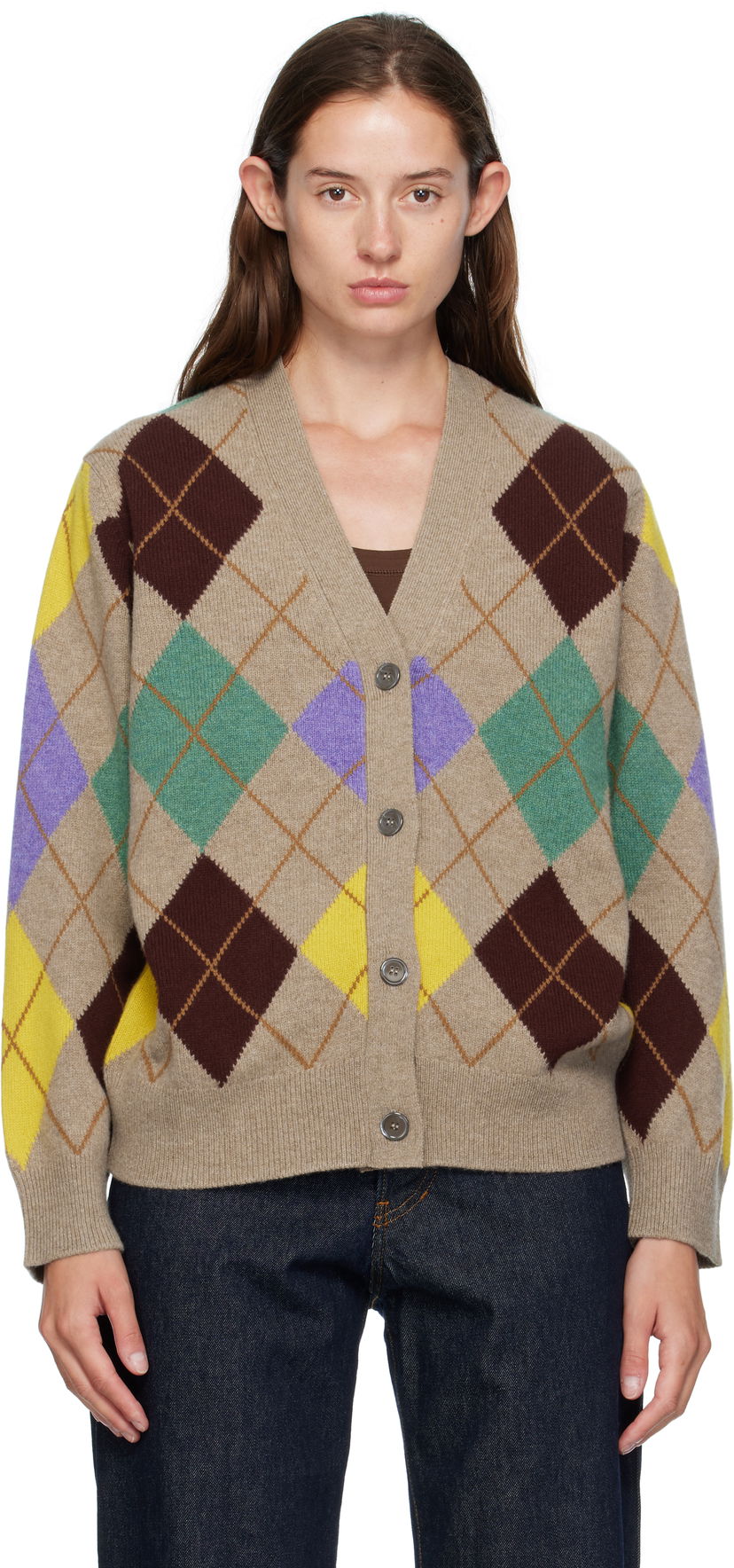 Pleteni pulover &Daughter &Daughter Ava Argyle Cardigan Bež | WL24206