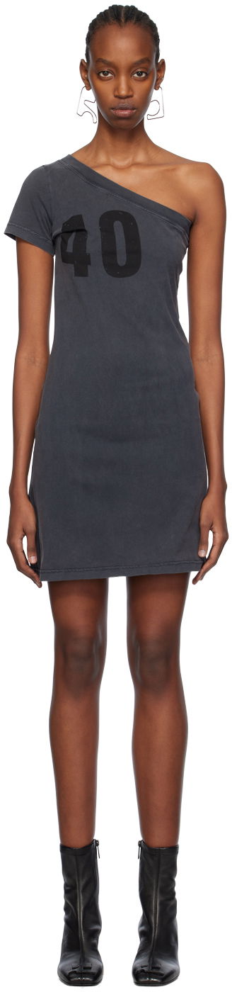 Obleke Courrèges One Shoulder Number Graphic Minidress Siva | 124JRO363JS0109