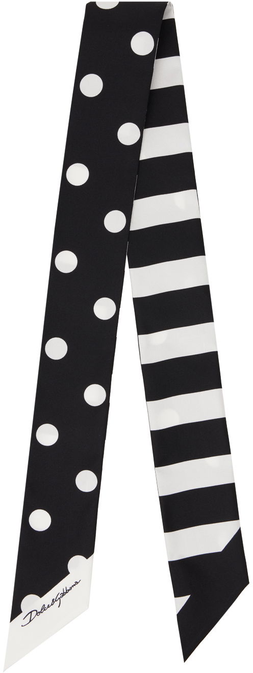Šala Dolce & Gabbana Striped & Polka-Dot Headscarf Črna | FS215AGDCLA