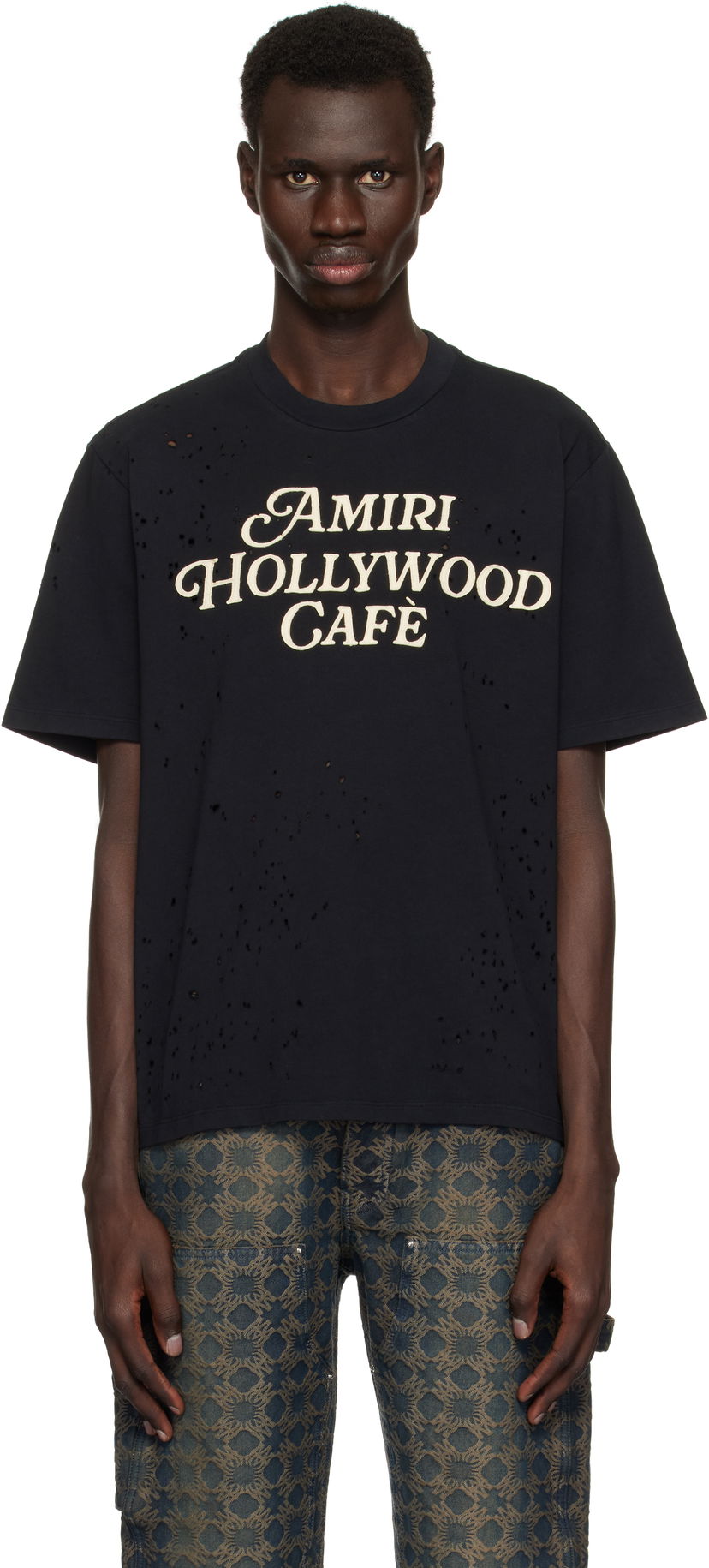 Majica AMIRI Amiri Hollywood Cafe Distressed T-Shirt Črna | AMJYTE1176