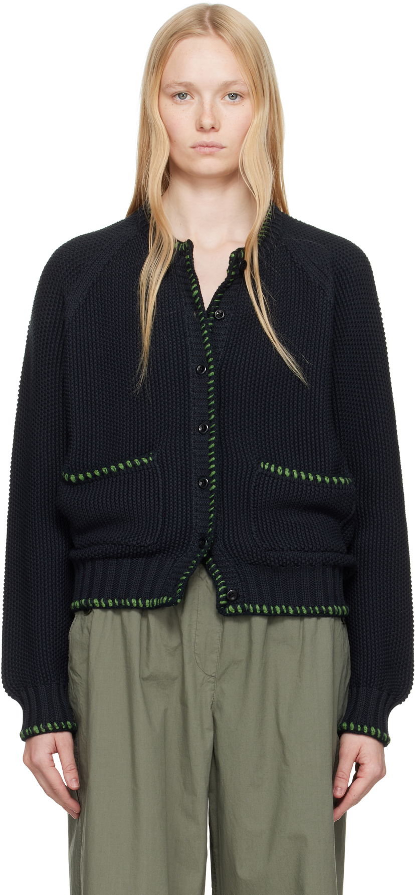 Pleteni pulover YMC YMC Lotus Knit Cardigan Črna | Q8YAH