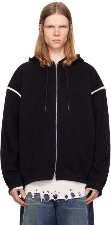 Pulover Mastermind WORLD Mastermind World Boxy Fit Cross Stitch Zip Hoodie Črna | MW25S14-SW006-015, 0
