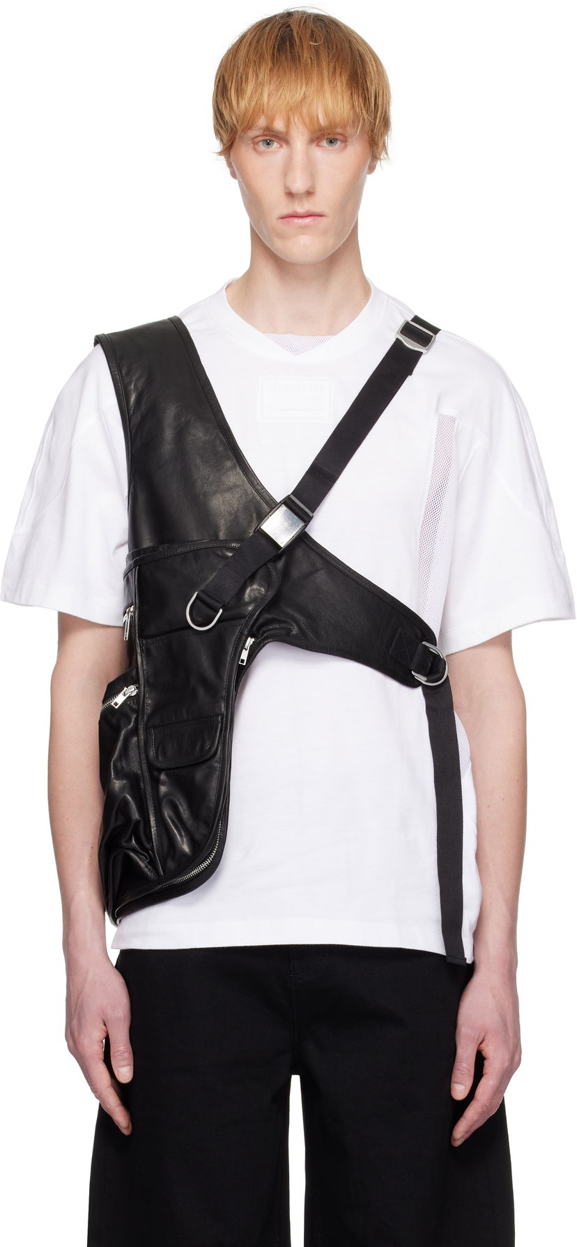 Majica Helmut Lang Helmut Lang Utility Bag Leather Vest Črna | P01HM101