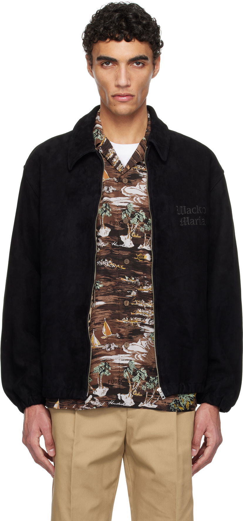 Bomber jakna WACKO MARIA WACKO MARIA 50's Suede Jacket Črna | 25SSE-WMO-BL04