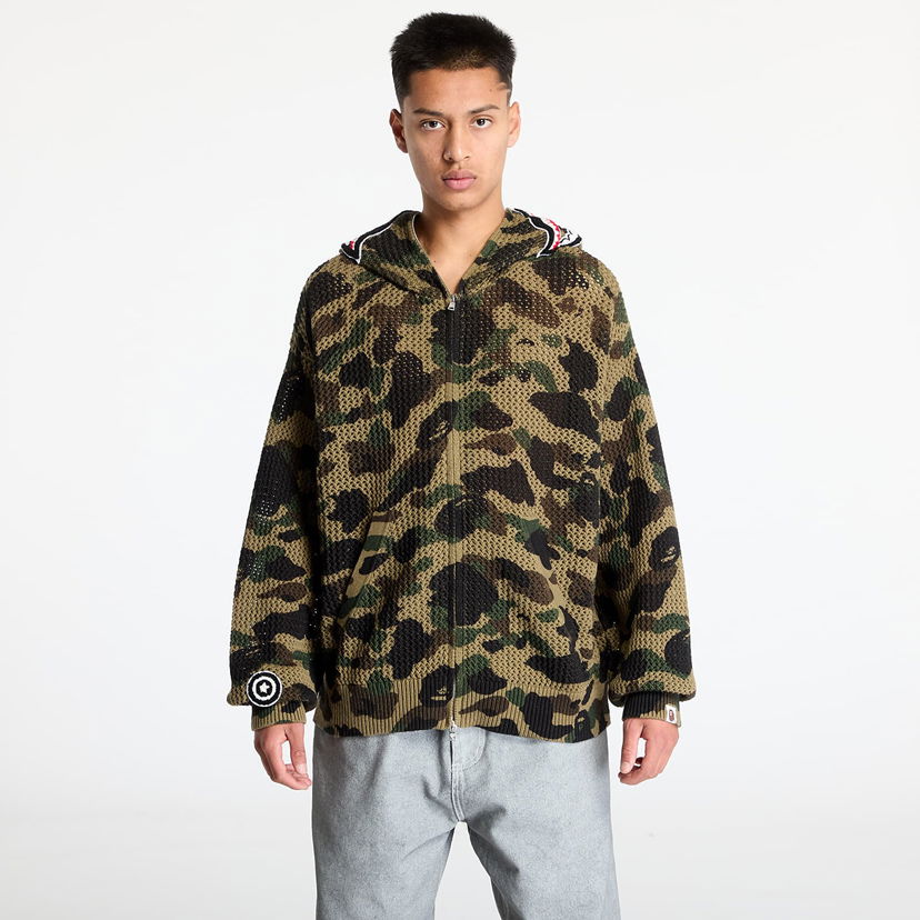 Pleteni pulover BAPE A BATHING APE Knit Sweat Hoodie Zelena | 001ZPK301307MGRN