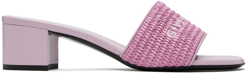 Nega čevljev Givenchy Givenchy 4G Raffia Heeled Sandals Roza | BE306VE1T5510