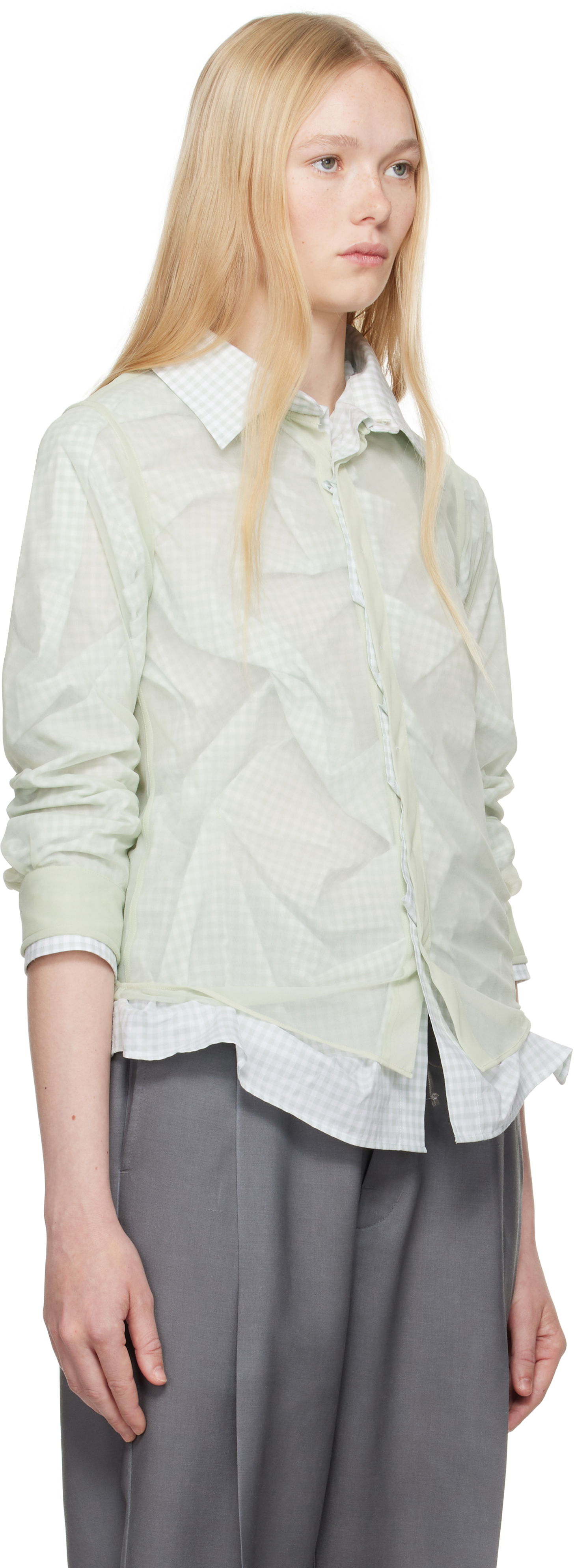 Srajce Maison Margiela Maison Margiela Layered Gingham Shirt Zelena | S51DT0016 MTJ024, 1