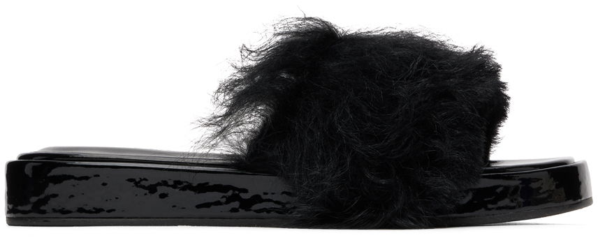 Modni dodatki BY FAR BY FAR Shana Furry Slides Črna | 22FWSAHSBLTOS, 0