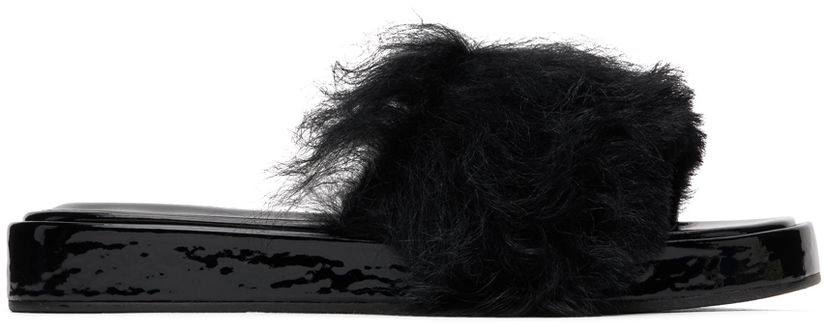 Modni dodatki BY FAR BY FAR Shana Furry Slides Črna | 22FWSAHSBLTOS