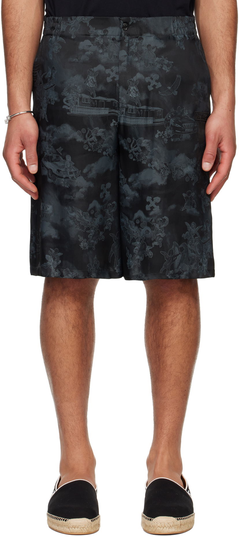 Kratke hlače Off-White Off-White Jacquard Fresco Bowling Shorts Črna | OMCB092S25FAB0020200