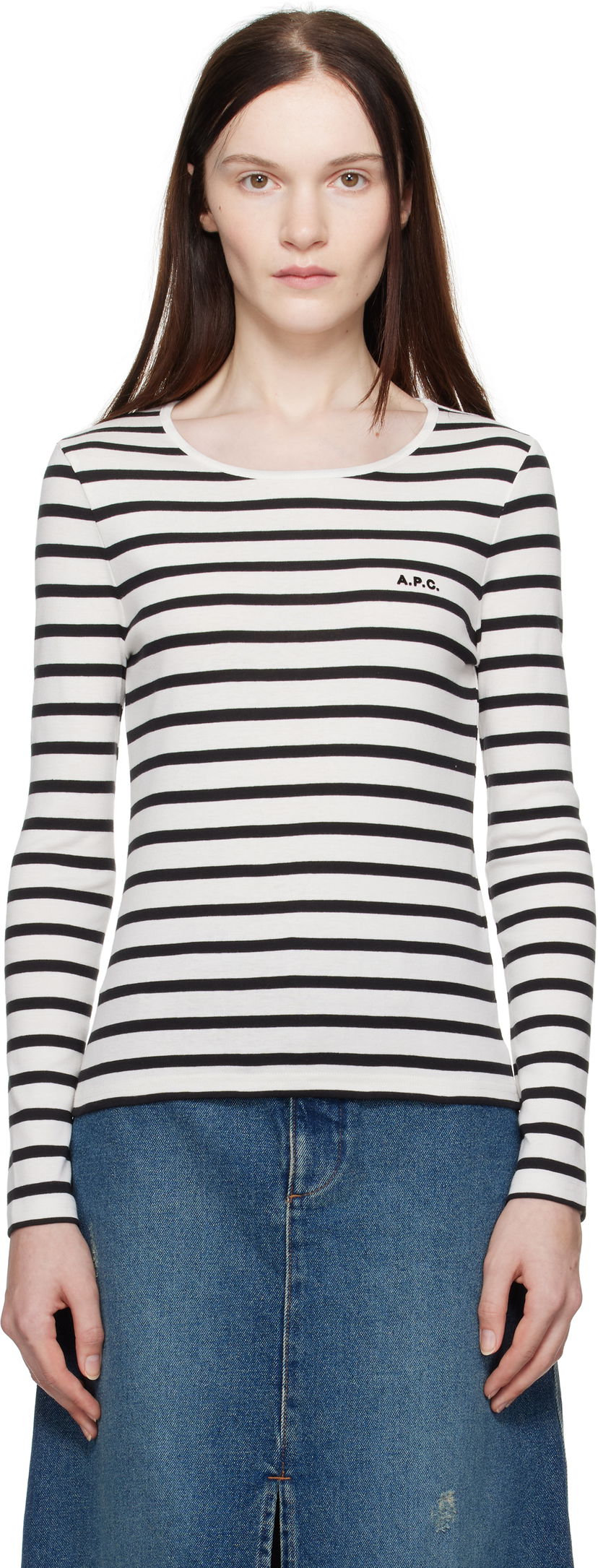 Majica A.P.C. Striped Long Sleeve T-Shirt Bela | COHCA-F26373