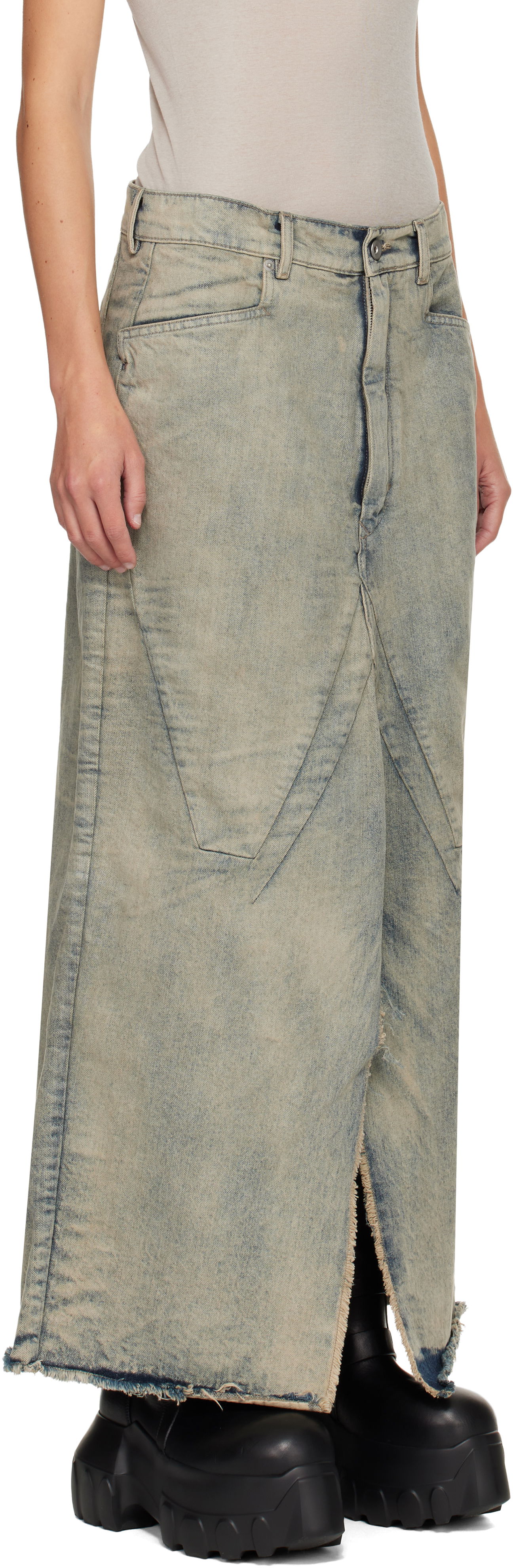 Krila Rick Owens Rick Owens Concordians Long Slivered Denim Midi Skirt Modra | RP02E4367 DWG, 1