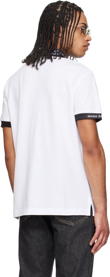 Polo majica Versace Versace Jeans Couture Baroque Collar Polo Bela | E78GAGT04_ECJ01T, 2
