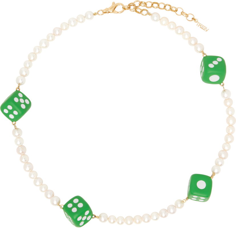 Ogrlica VEERT VEERT Pearl and Dice Necklace Zelena | CA07PL
