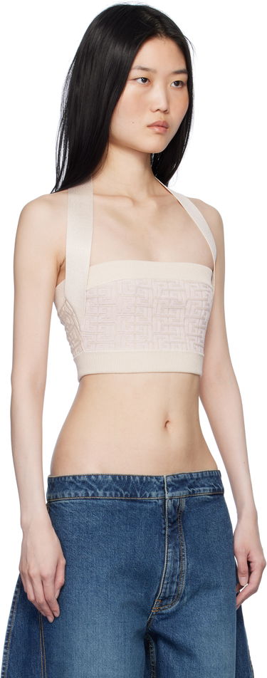 Majica brez rokavov Balmain Labyrinth Monogram Tank Top Bež | EF1AA025KI02, 1