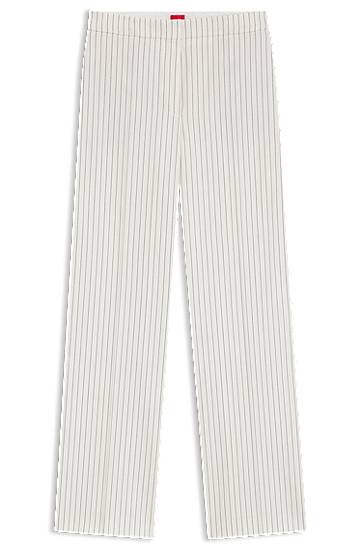 Hlače BOSS Pinstripe Straight-Leg Suit Trousers Bela | 50537612