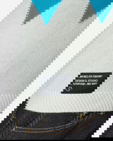 Pleteni pulover Moncler FRGMT Argyle Wool and Cashmere Sweater Modra | 9C00001M1127 P07, 5
