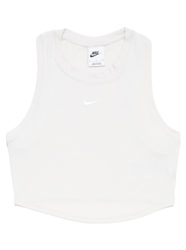 Majica brez rokavov Nike Essential Ribbed Cropped Tank Top Bela | FB8279-104