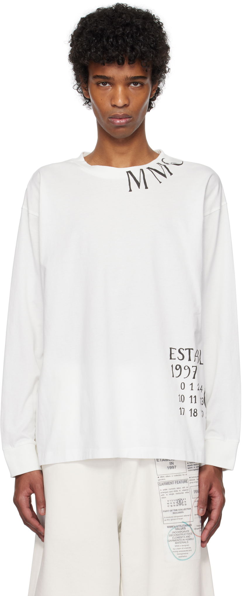 Pleteni pulover Maison Margiela MM6 Maison Margiela Printed T-Shirt Bela | SH0GC0047 S24312