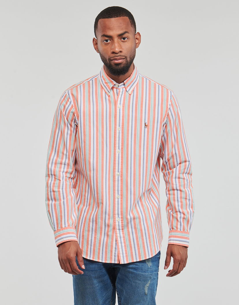 Srajce Polo by Ralph Lauren Classic-Collar Striped Cotton Shirt Roza | 710928920001