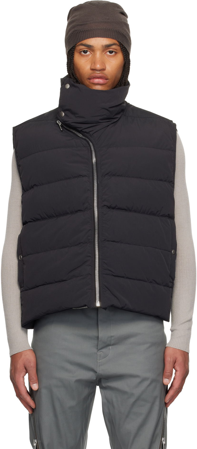 Telovnik Rick Owens Concordians Flight High Neck Asymmetrical Zip Puffer Down Vest Črna | RU02E1798 MTD1