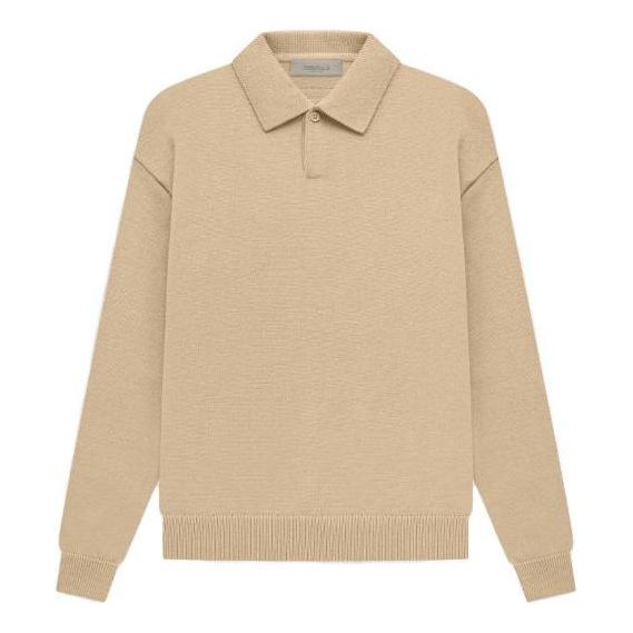 Pleteni pulover Fear of God Essentials Knit Long Sleeve Polo Bež | FOG-SS23-041