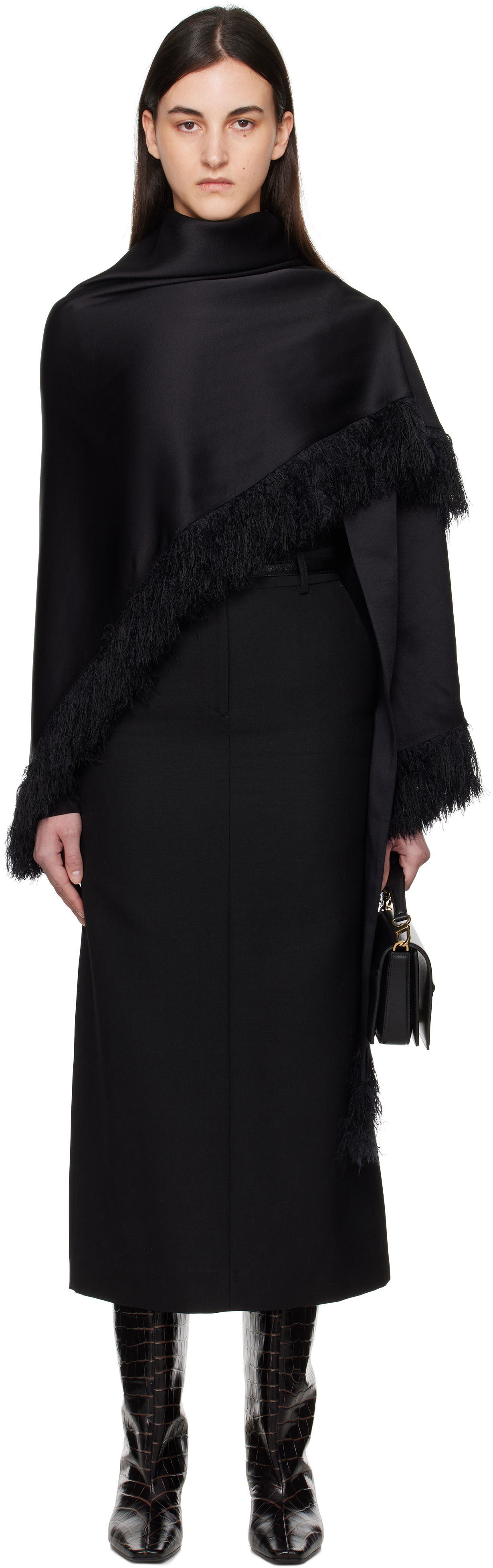 Krila TOTEME TOTEME Fringe Shawl Črna | 251-WSC4504-FB0344, 0
