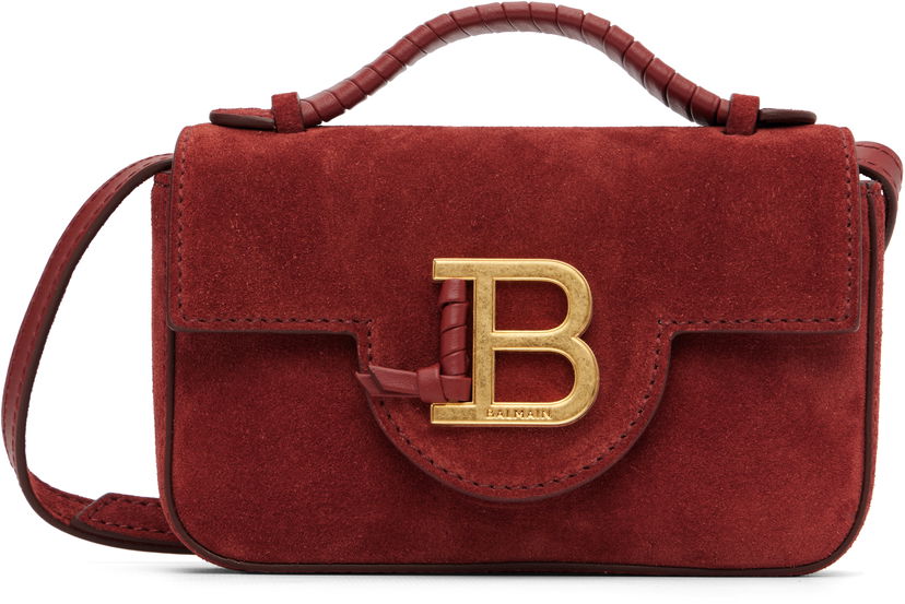 Torba za čez ramo Balmain Suede B-Buzz 17 Mini Bag Bordo | FN0DG811LCRA
