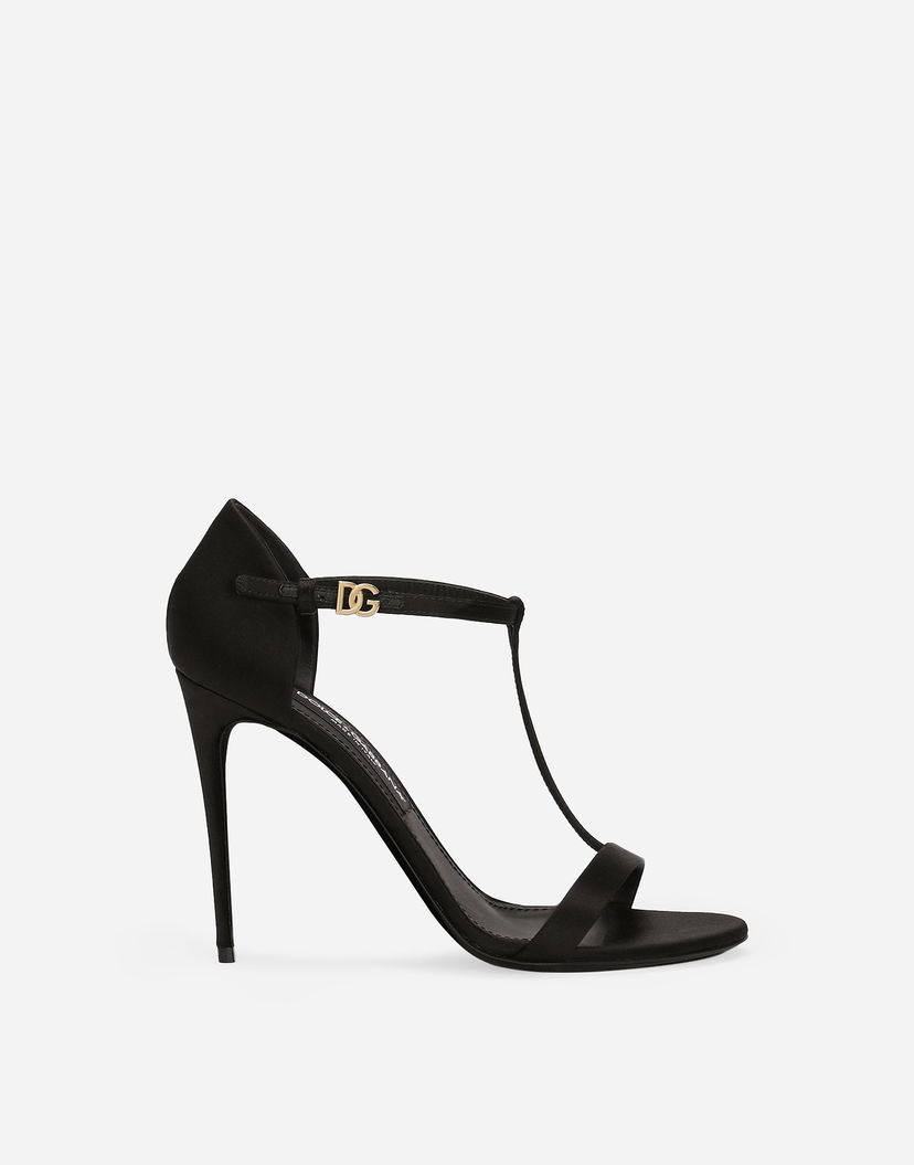 Superge in čevlji Dolce & Gabbana Satin T-bar Sandals Črna | CR1766A763080999
