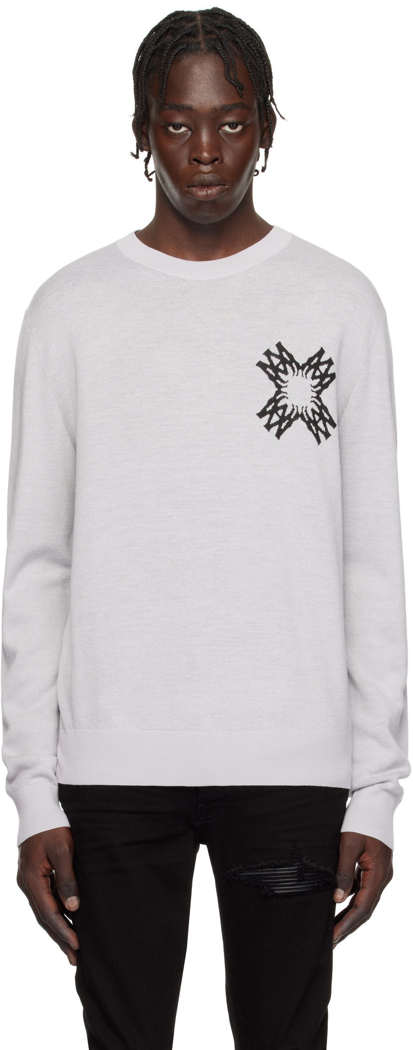Pleteni pulover AMIRI Quad Star Knit Sweater Siva | AMKNCW1072