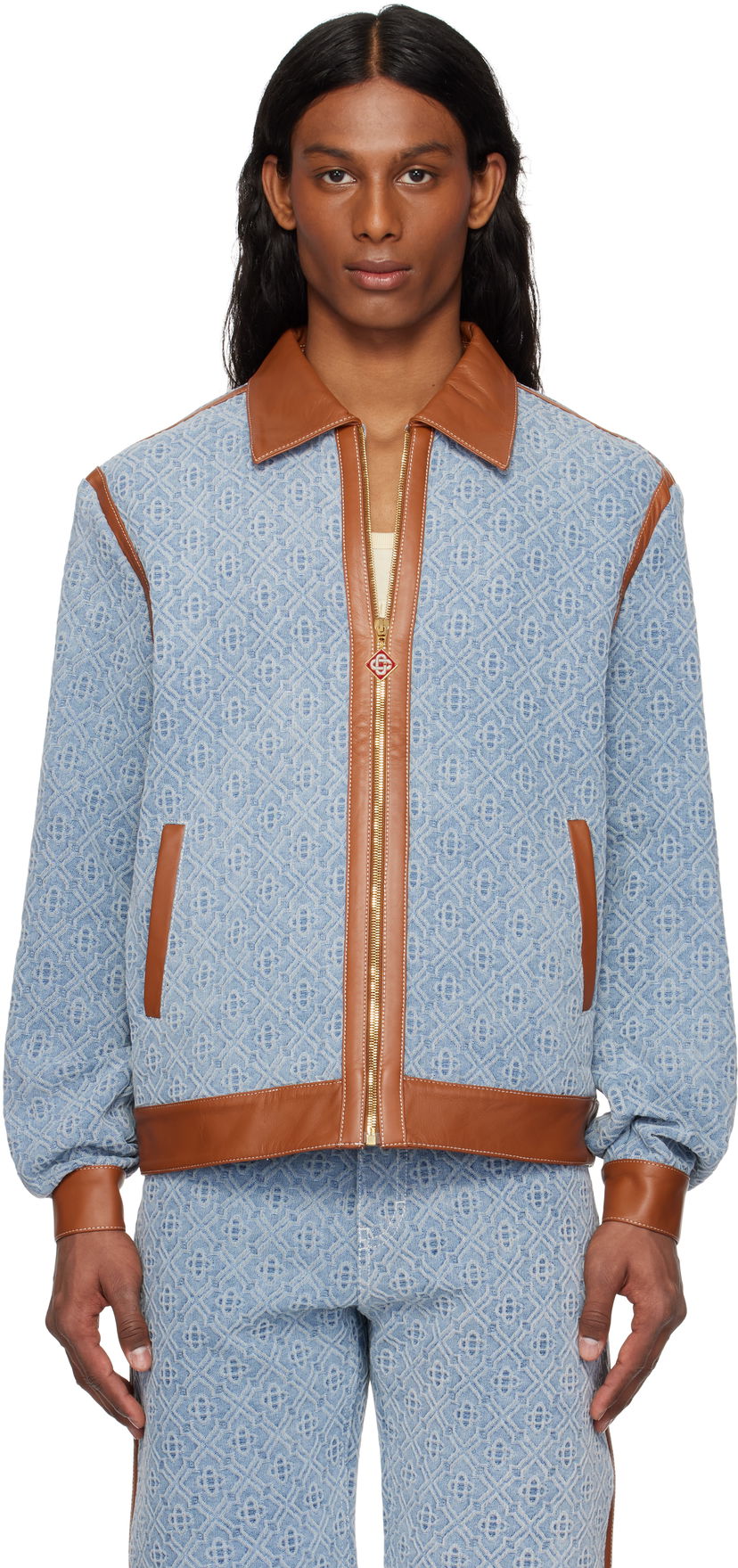 Bomber jakna Casablanca Casablanca Monogram Denim Jacket Modra | MPS25-JK-339-01