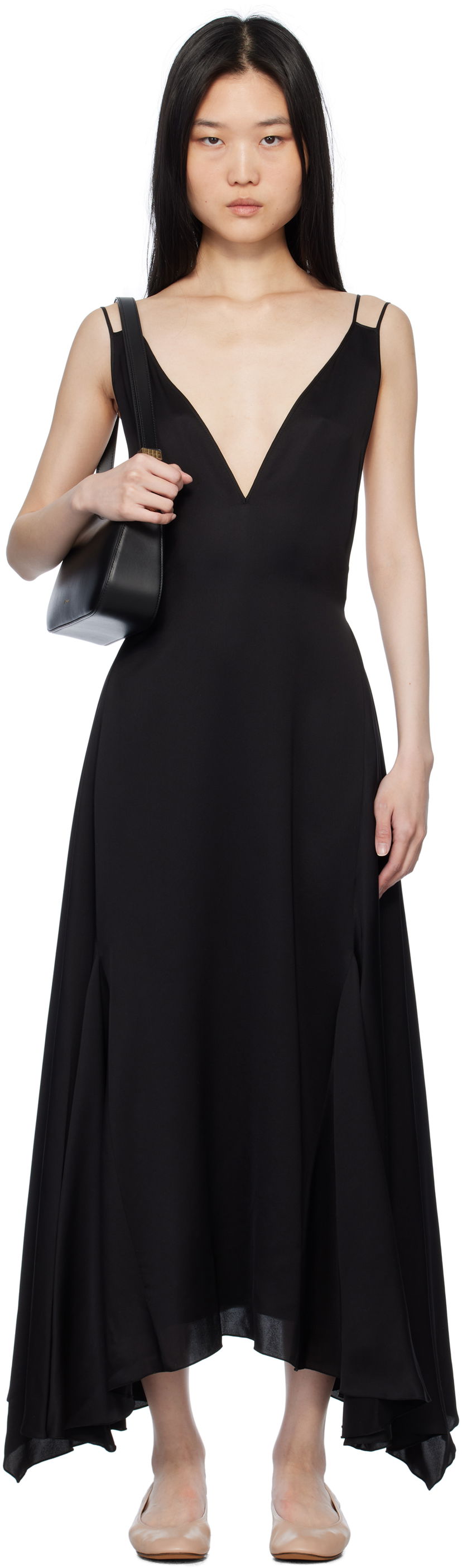 Obleke LANVIN Lanvin Silk Bowling Midi Dress Črna | RW-DR0182-6041-P25