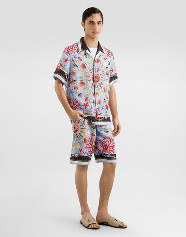 Srajce Dolce & Gabbana Dolce & Gabbana Linen Canvas Shirt with Shell Print Modra | G5JH9TFP4NRHC5PJ, 1